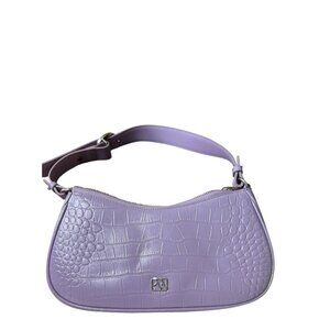 Parisa Wang New York Calf Leather Croc Lavender Charmed Baguette Handbag NWT